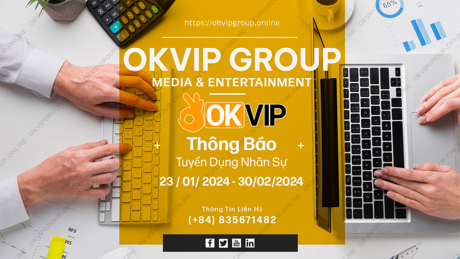 Banner thông báo tuyển dụng tập đoàn OKVIP Group